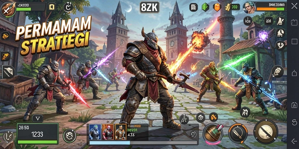 Screenshot gameplay 8ZK menampilkan aksi pertempuran yang mendebarkan.