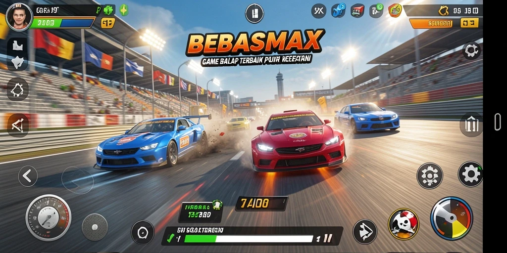 Gameplay Racing menarik di BEBASMAX dengan grafis yang menakjubkan.