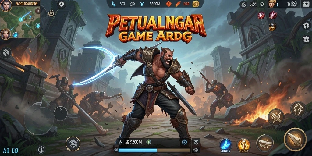 Screenshot menggambarkan pertarungan seru dalam gameplay ARPG F200M.