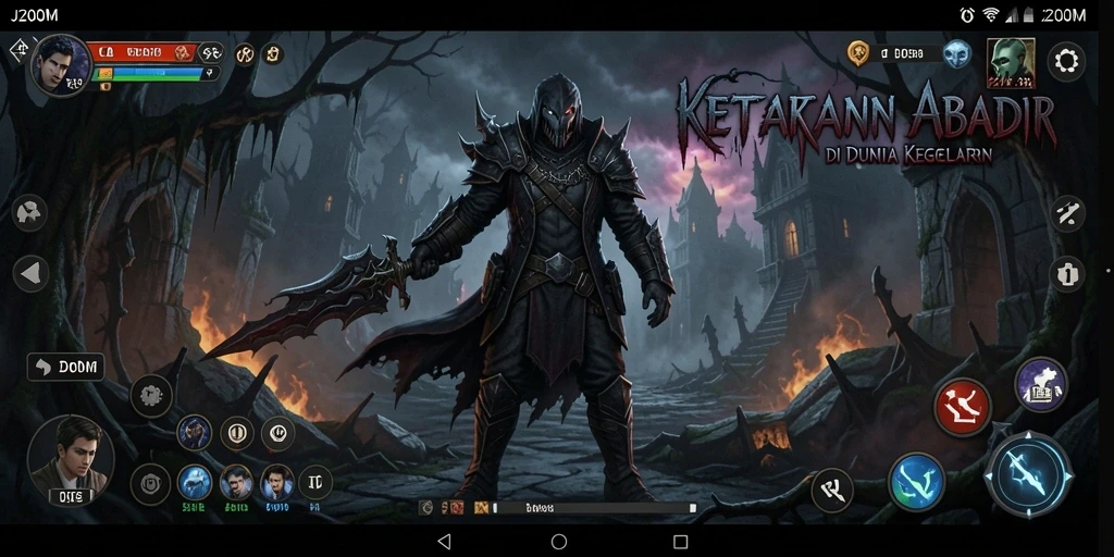 Tampilan gameplay J200M yang menegangkan dalam suasana gelap dan mencekam.