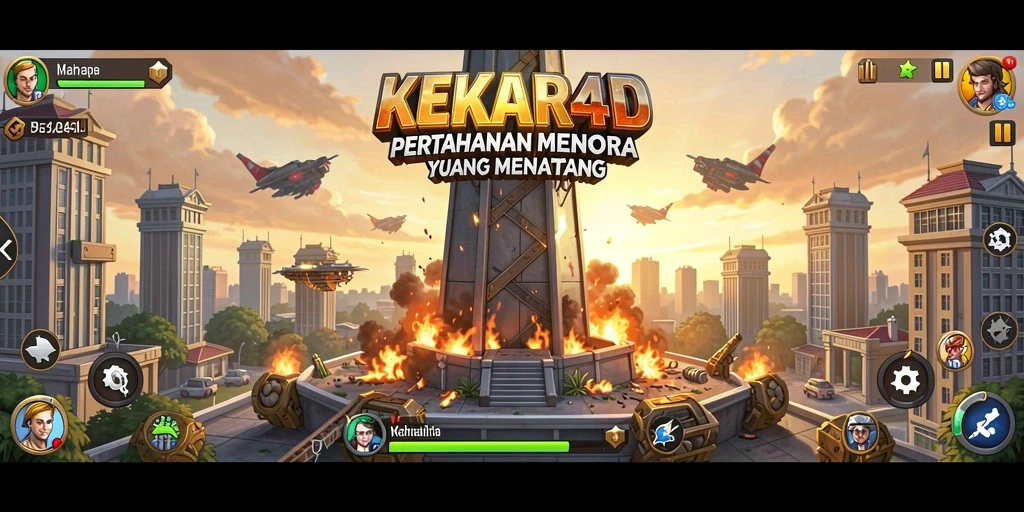 Tampilan utama KEKAR4D dengan aksi strategi Tower Defense.