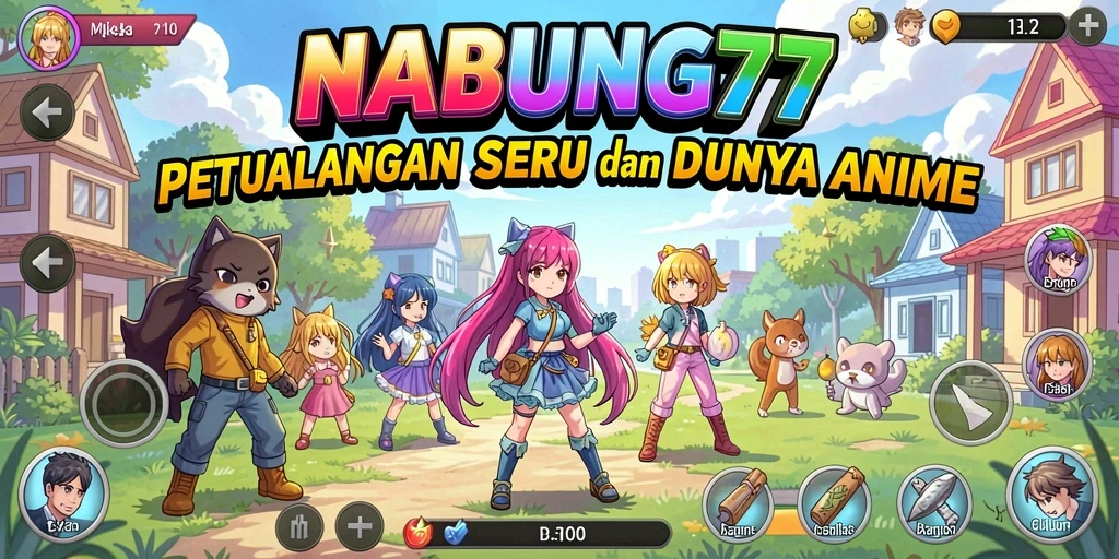 Screenshot gameplay NABUNG77 menampilkan pertarungan karakter yang hidup dan efek visual menakjubkan.