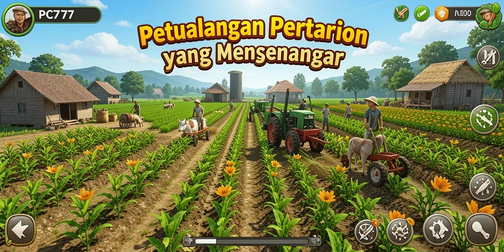 Screenshot gameplay PC777 menampilkan aktivitas bertani yang seru dan menyenangkan.