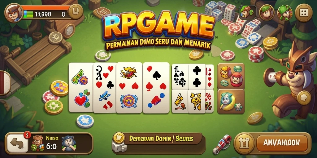 Tampilan gameplay RPGAME dengan suasana permainan Domino yang seru.